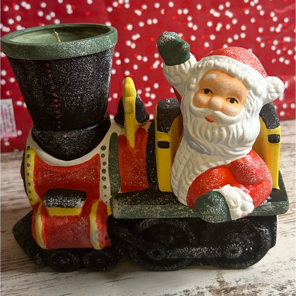 Vintage Robert Alan Candle Company Santa Claus Train Engine Votive Holder